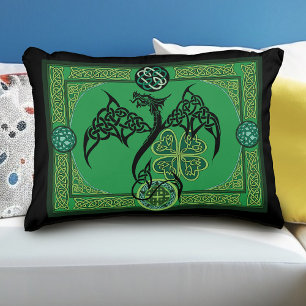 Irish Green Dragon Celtic Accent Pillow