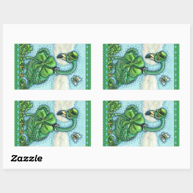 IRISH GREEN FLAMINGO, CUTE HAPPY ST. PATRICK'S DAY STICKER (Sheet)