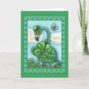 IRISH GREEN FLAMINGO, HAPPY ST. PATRICK'S DAY CUTE HOLIDAY CARD
