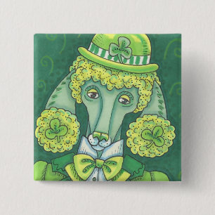 IRISH GREEN FRENCH POODLE, DOG BUTTON Square
