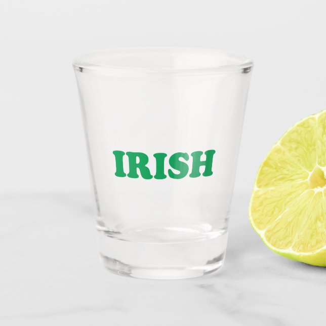 Irish green modern typography Saint Patrick's Day Shot Glass (Front)