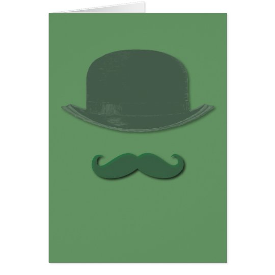 Irish Green Moustache and Derby Hat Card