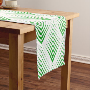 Irish Green On White Glitter Art-Deco Pattern Two Short Table Runner