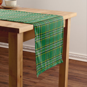 Irish Green Plaid Short Table Runner