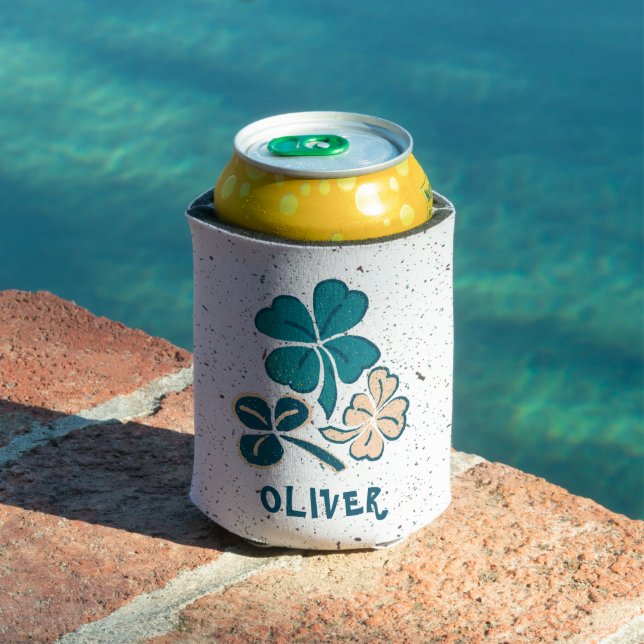 Irish Green Shamrock Clover Personalized  Can Cooler (In Situ Pool)