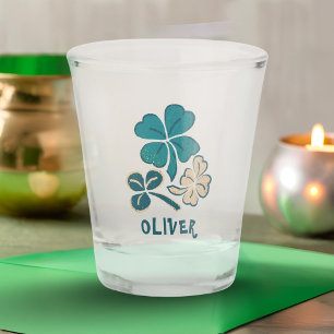 Irish Green Shamrock Clover Personalized Shot Glass