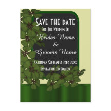 Irish green shamrock  save the date