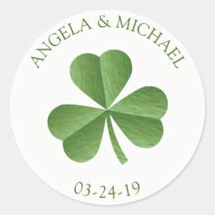 Irish Green Shamrock Wedding Classic Round Sticker