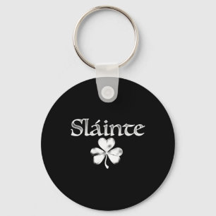 Irish Green Slainte Saint Paddy's Shamrock Good He Keychain