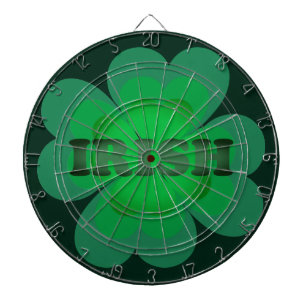 Irish green typography lucky four leaf clovers dartboard