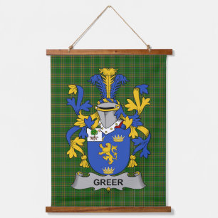 Irish Greer Coat of Arms Family Crest Hanging Tapestry