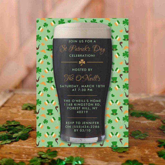 Irish Guinness Pint St. Patrick's Day Party Invitation (Creator Uploaded)