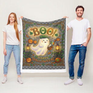 Irish Halloween Ghost   Cute Celtic Boo Sp Fleece Blanket