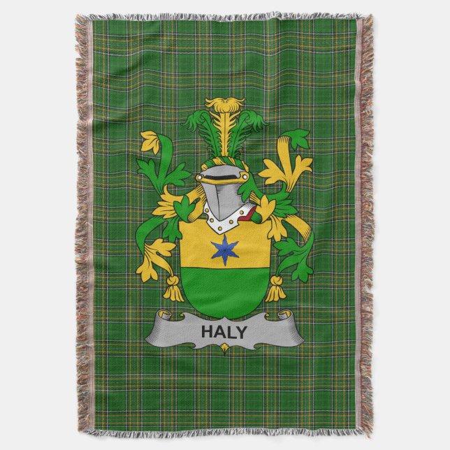  Irish Haly or O_Haly Coat of Arms Family Crest Ir Throw Blanket (Front Vertical)