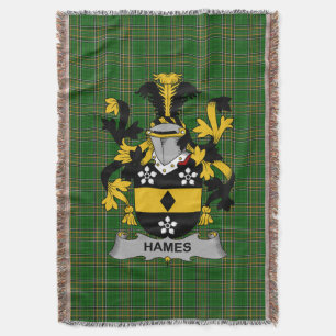 Irish Hames Coat of Arms Family Crest Ireland Throw Blanket
