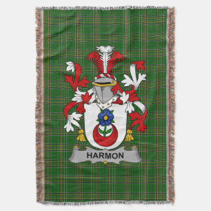 Irish Harmon Coat of Arms Family Crest Ireland Throw Blanket