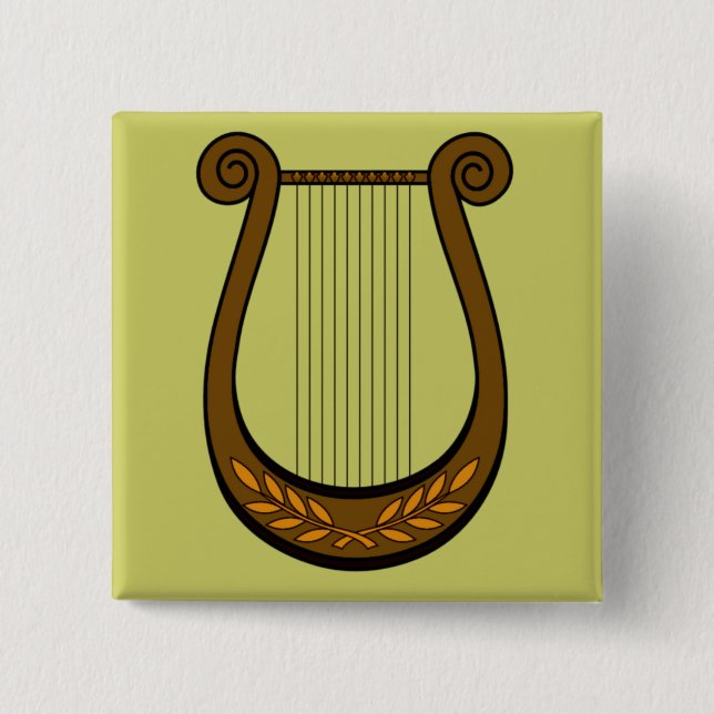Irish Harp 2 Inch Square Button (Front)