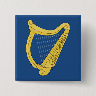 Irish Harp 2 Inch Square Button