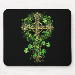 Irish Harp Celtic Cross Knot Clover St Shamrock Mouse Pad