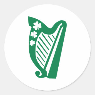 Irish harp classic round sticker