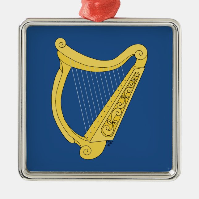 Irish Harp Metal Ornament (Front)