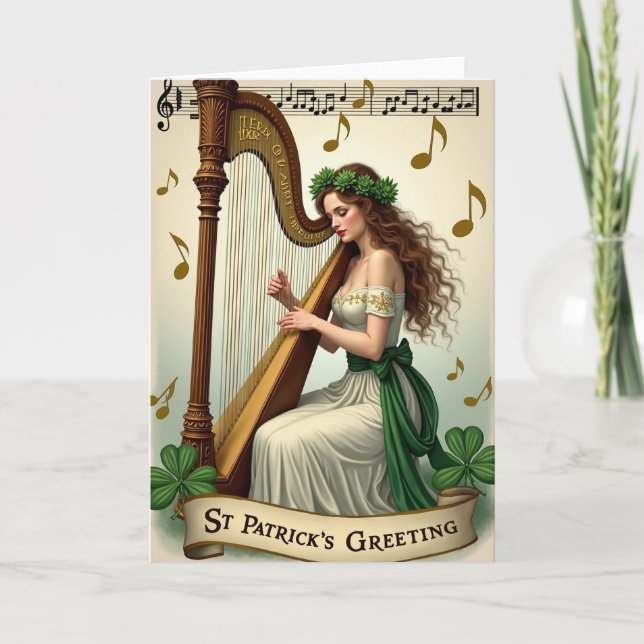 Irish Harp Serenade St Patricks Card (Front)