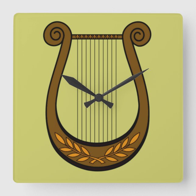 Irish Harp Square Wall Clock (Front)