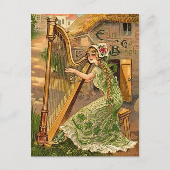 Irish Harp St. Patrick's Day Cartes postales (Devant)