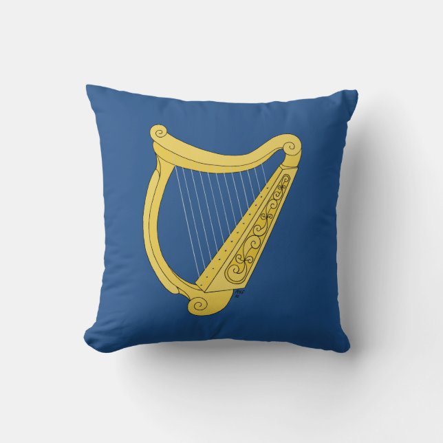 Irish Harp Throw Pillow (Front)