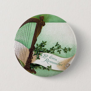 Irish Harp Vintage St. Patrick's Day 2 Inch Round Button