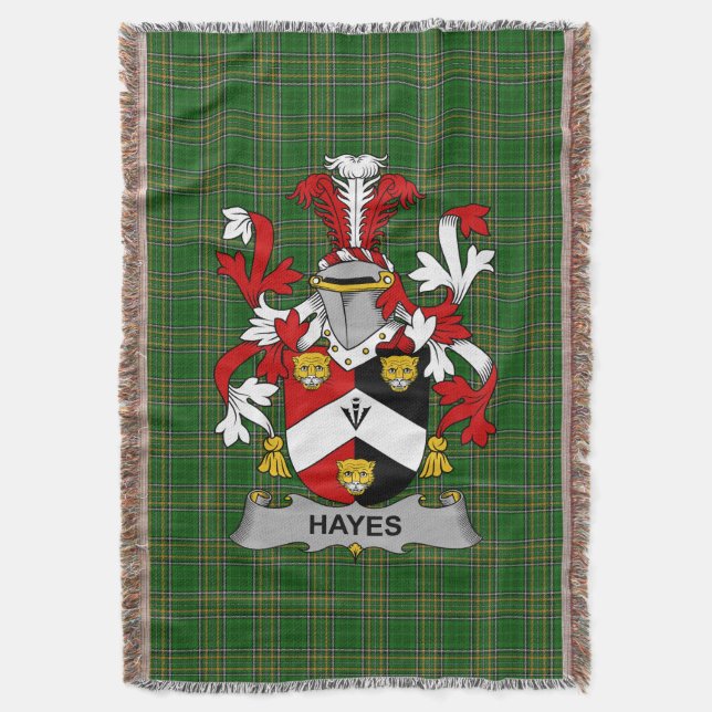  Irish Hayes Coat of Arms Family Crest Ireland Throw Blanket (Front Vertical)