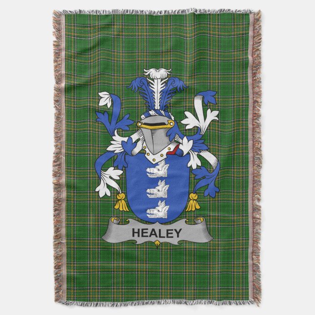  Irish Healey or O_Healey Coat of Arms Family Cres Throw Blanket (Front Vertical)