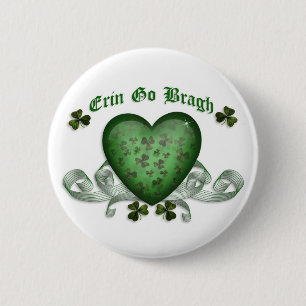 Irish heart Erin Go Bragh green heart 2 Inch Round Button