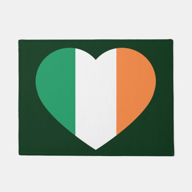 Irish Heartflag on dark green dmcnt Doormat (Front)