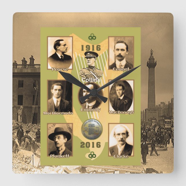 Irish Heroes image for Square-Wall-Clock Square Wall Clock (Front)