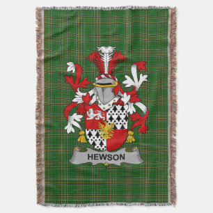 Irish Hewson Coat of Arms Family Crest Ireland Throw Blanket