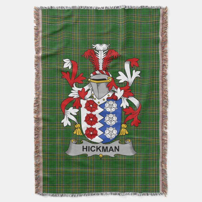 Irish Hickman Coat of Arms Family Crest Ireland Throw Blanket (Front Vertical)