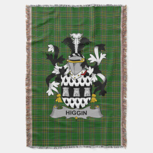 Irish Higgin or O_Higgin Coat of Arms Family Cres Throw Blanket
