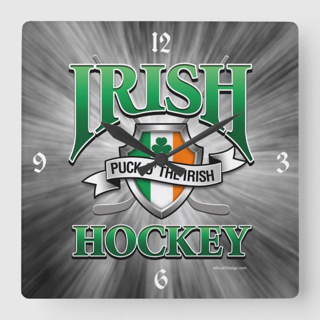Irish Hockey Square Wall Clock (Front)
