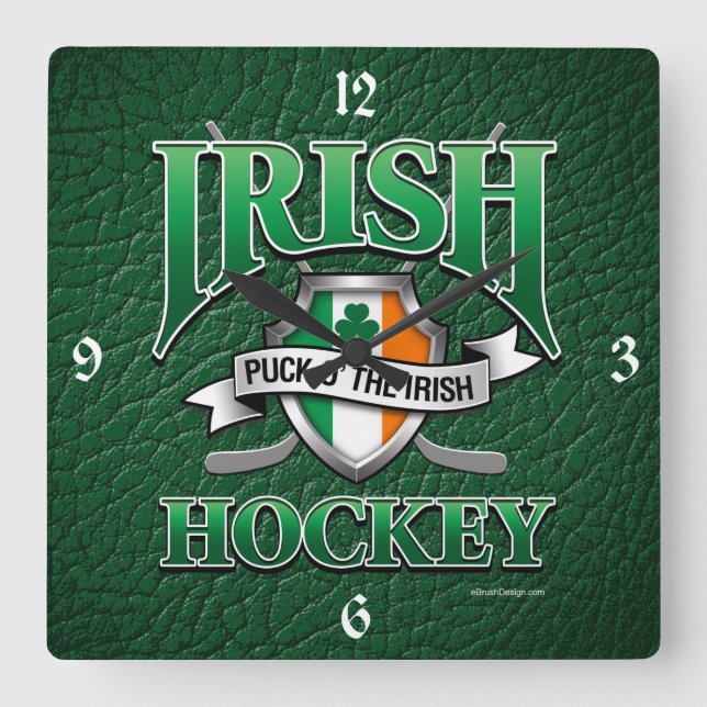 Irish Hockey Square Wall Clock (Front)