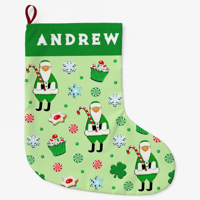 Irish Holiday Gift Large Christmas Stocking (Front)
