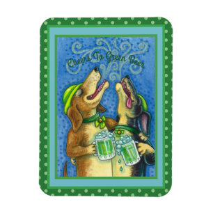 IRISH HOUND DOGS, ST. PATRICK'S DAY GREEN BEER MAGNET