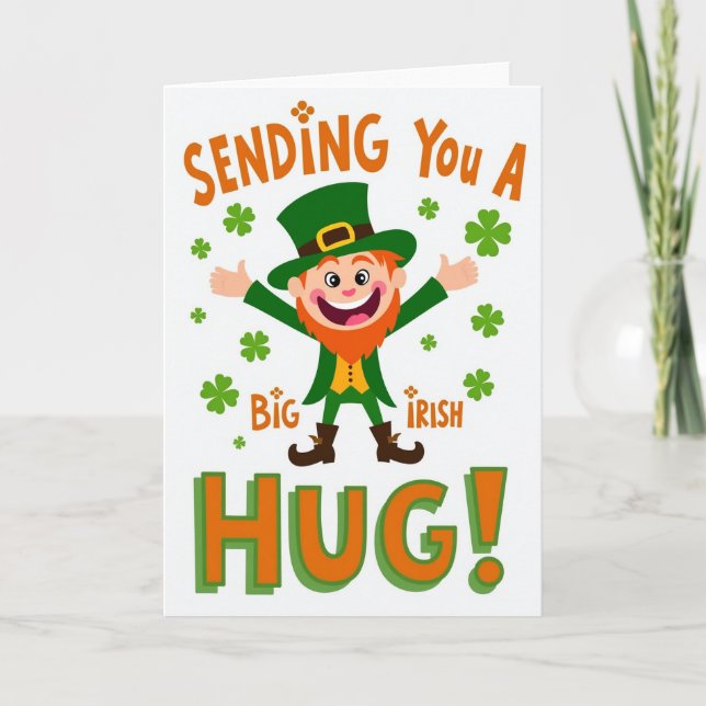 Irish Hugs Leprechaun Fun Card (Front)
