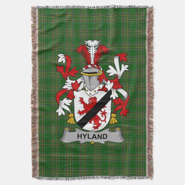 Irish Hyland or O_Hyland Coat of Arms Family Cres Throw Blanket (Front Vertical)