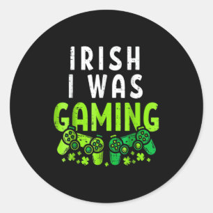 Irish I Was Gaming Funny St Patricks Day Gamer Boy Classic Round Sticker