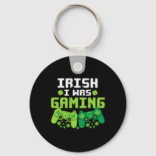 Irish I Was Gaming Funny St Patricks Day Gamer Boy Keychain