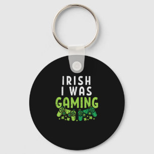 Irish I Was Gaming Funny St Patricks Day Gamer Boy Keychain