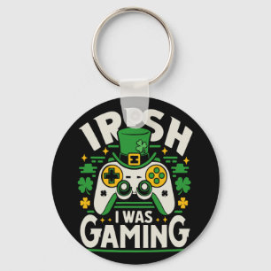Irish I Was Gaming Funny St Patricks Day Video Gam Keychain