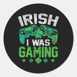 Irish I Was Gaming Funny Video Game Shamrock St Pa Classic Round Sticker