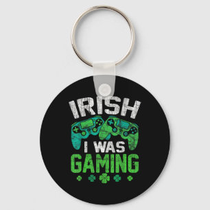 Irish I Was Gaming Funny Video Game Shamrock St Pa Keychain